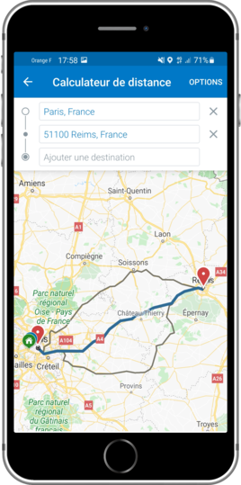 ARAGO Ready for Expense Mobile Calculateur distance